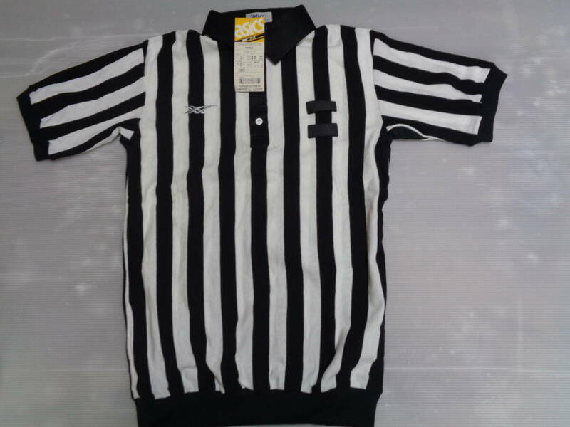 L　 黒×白　ファブ　FB9802　審判　バスケットボール　レフリーシャツ　ビンテージ　アシックス　昭和レトロ　未使用