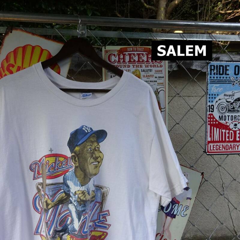SALEM プリントTシャツ XL USA製 ベースボール イラストプリント 白 10028