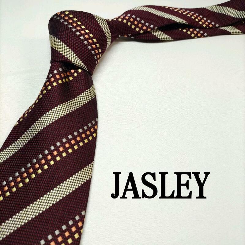 JASLEY ワインレッド ドット柄 織り柄 シルク リユース ネクタイ