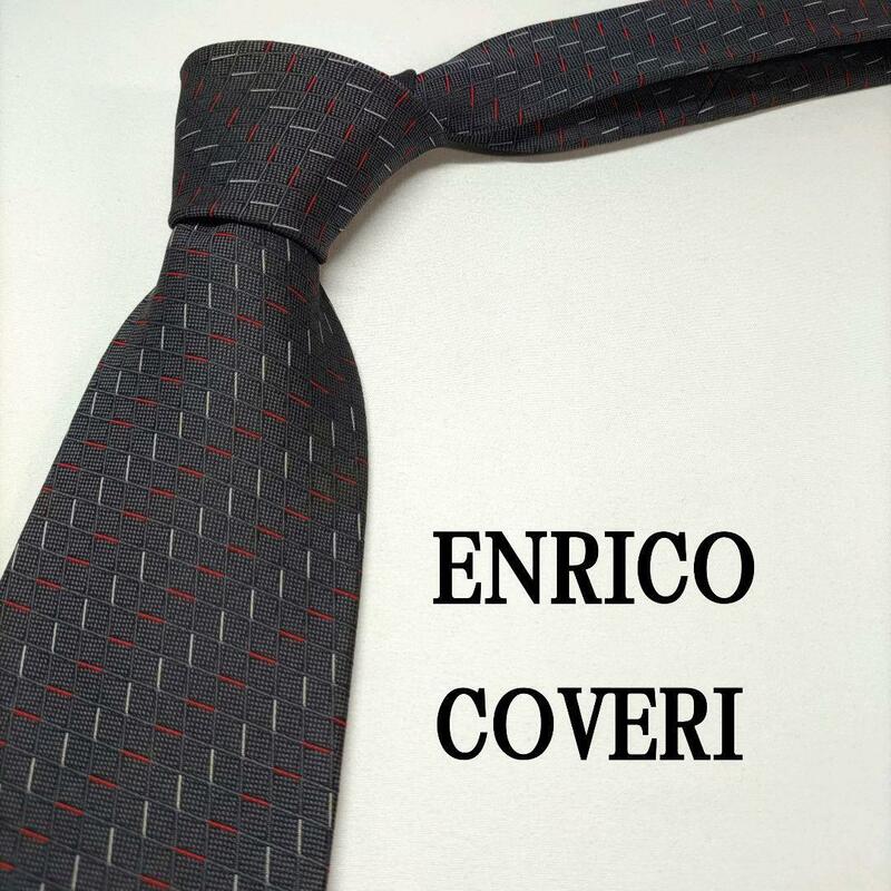 ENRICO COVERI グレー ストライプ 日本製 シルク リユースネクタイ