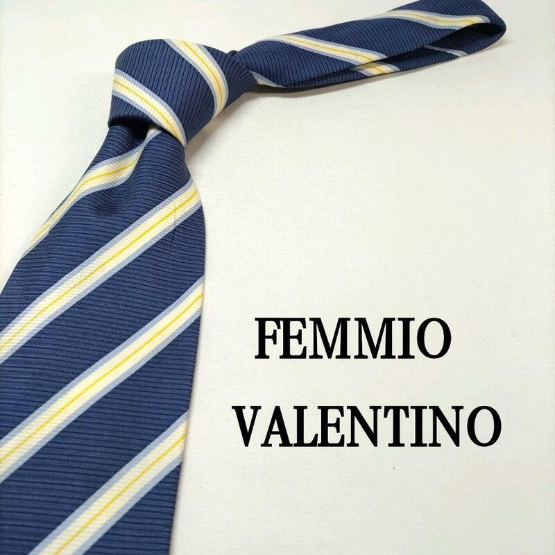 FEMMIO VALENTINO ダークブルー ストライプ シルク リユース品