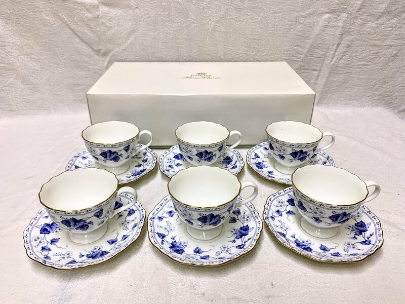 13910/NARUMI BONE CHINA ナルミ ボーン チャイナ ティーカップ&ソーサー コーヒーカップ ソーサー カップ 金彩 6客 セット 未使用 紙箱 洋