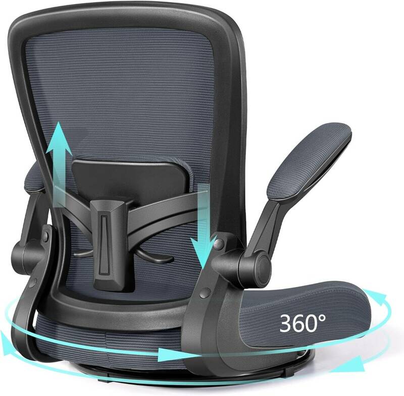 KC918グレー回転座椅子 360度回転 人間工学 疲れない デスクチェア 疲れない 通気性 椅子 メッシュ 肘掛け付き 高齢者 立ち上がりやすい