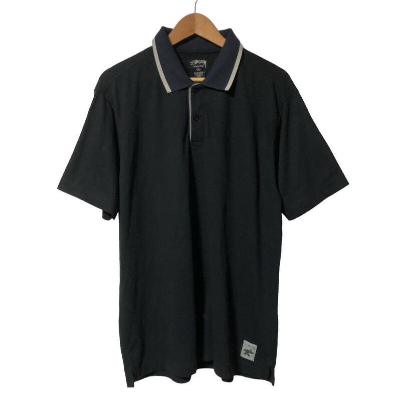 STUSSY ステューシー ポロシャツ 半袖 ロゴ XL 黒 メンズ A23