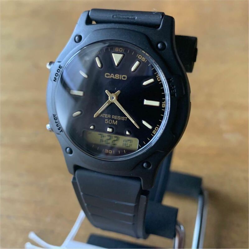 【新品・箱なし】カシオ CASIO アナデジ クオーツ 腕時計 AW49HE-1A ブラック/ブラック