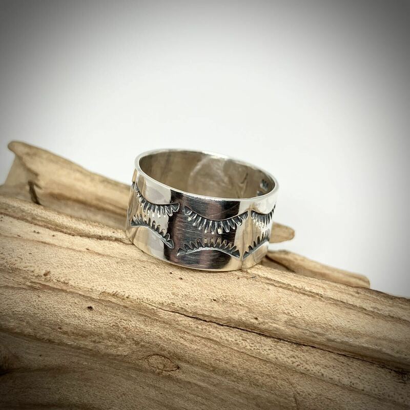 silver950 スタンプワーク　シルバーリング　指輪　17号　# インディアンジュエリー　ネイティブアメリカン　ナバホ族　Sterling 925