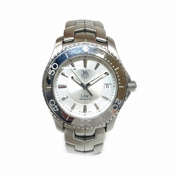 タグホイヤー リンク デイト WJ1111 クォーツ シルバー文字盤 時計 腕時計 メンズ☆0341