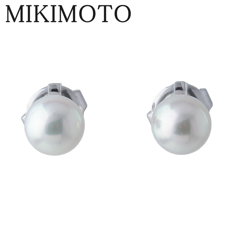 ミキモト パール ピアス アコヤパール6.1mm K18WG 新品仕上げ済 MIKIMOTO【16673】