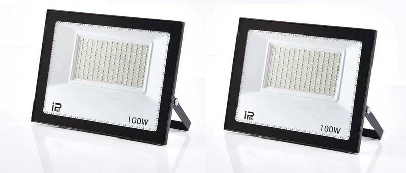 【新型　100W　２台 】　IP66防水 LED 投光器 作業灯 15000LM フラッドライト 省エネ 高輝度 アース付きプラグ PSE適合 1.8Mコード
