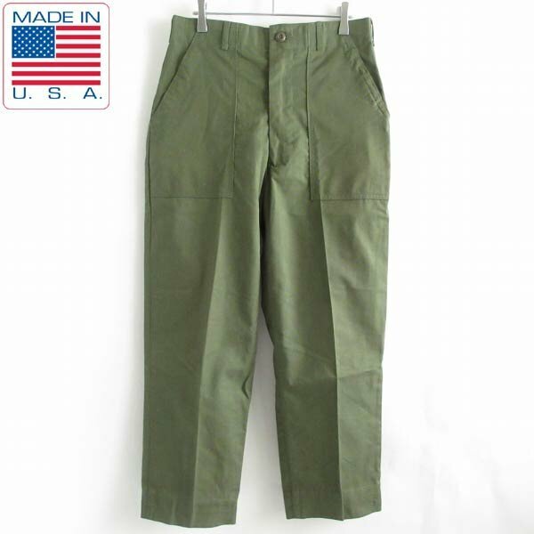 80s USA製 実物 米軍 US ARMY ベイカーパンツ 実寸W31 緑系 OG-507 TROUSERS UTILITY DURABLE PRESS アメリカ製 ビンテージ D149-25-0020ZV