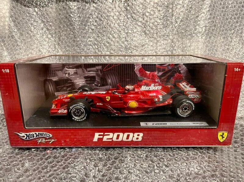 美品希少 1/18 ホットウイール HOT WHEELS フェラーリFerrari F2008 キミ ライコネン Kimi Raikkonen メタリックレッド マルボロデカール