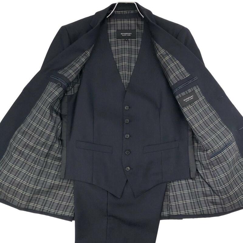 美品 BURBERRY BLACK LABEL バーバリーブラックレーベル スーツ セットアップ テーラードジャケット パンツ 総裏 2つボタン Mサイズ