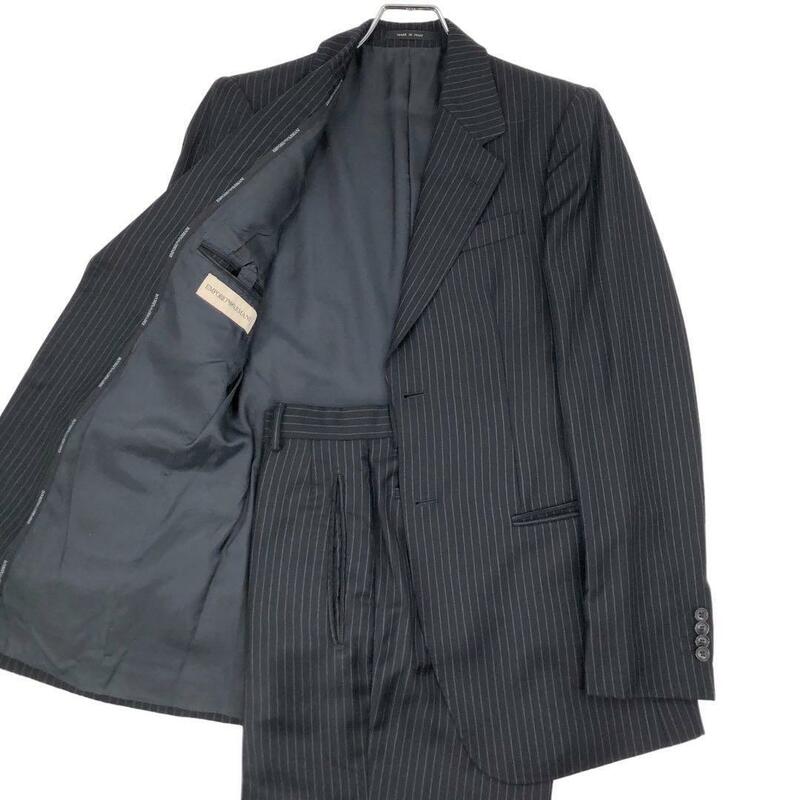 EMPORIO ARMANI エンポリオアルマーニ スーツ セットアップ テーラードジャケット パンツ スラックス 総裏 センターベンツ ストライプ