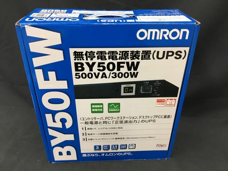 0402-224MKM23296 無停電電源装置（UPS) 通電◯ OMRON オムロン BY50FW 500VA/300W NON-SPILLABLE BATTERY 正弦波出力 箱付き