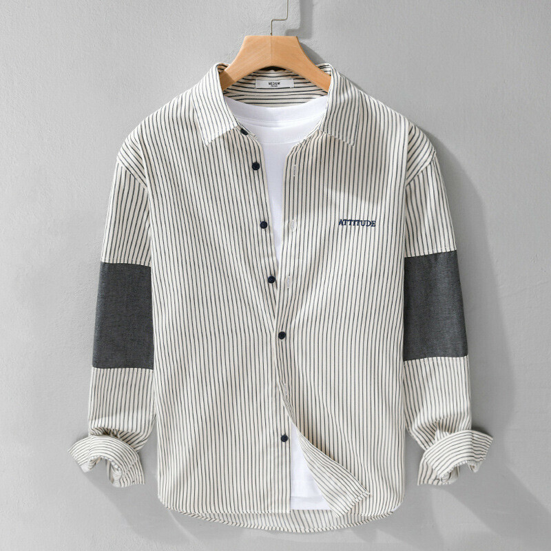 長袖シャツ　春秋服　新品*メンズ カジュアルシャツ　開襟シャツ　トップス　ウエスタンシャツ　ストライプ【9554】2XL