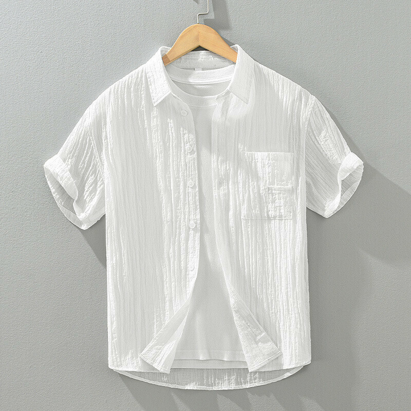 半袖シャツ　夏服　サマーシャツ　メンズ*新品　トップス　カジュアルシャツ　海シャツ　アロハシャツ【YH1270】白　XL