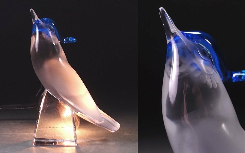 ∇花∇【ラリック/LALIQUE】 クリスタルガラスオブジェ「青い小鳥」 ペーパーウェイトとしても H12cm