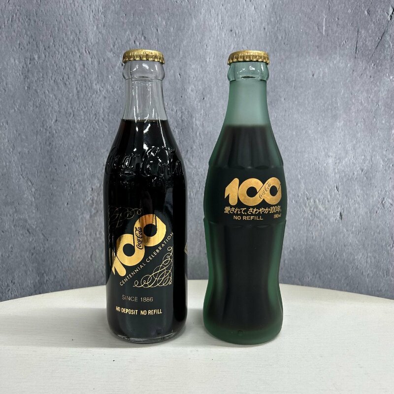 ◎L231 Coca-Cola コカ・コーラ 100周年記念ボトル 2種 190ml 経年保管品 レア コレクション (ma)