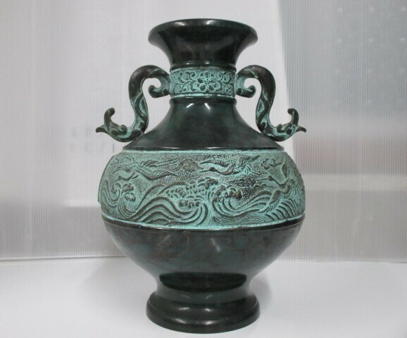 アンティーク 壺 日本伝統工芸品 波 花木 和風 レトロ 花瓶