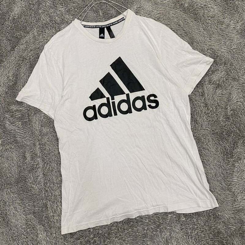 adidas アディダス Tシャツ 半袖カットソー サイズO ホワイト 白 メンズ トップス 最落なし （U18）