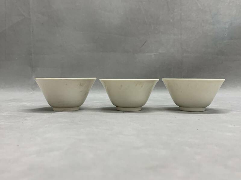 4＃B/4002　白磁 茶碗 盃 茶道具 茶碗 白瓷 3客　60サイズ