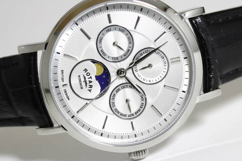 ROTARY ロータリー Windsor ウィンザー ムーンフェイズ・クォーツ腕時計 価格53,900円 トリプルカレンダー 月齢表示 GS05425/06