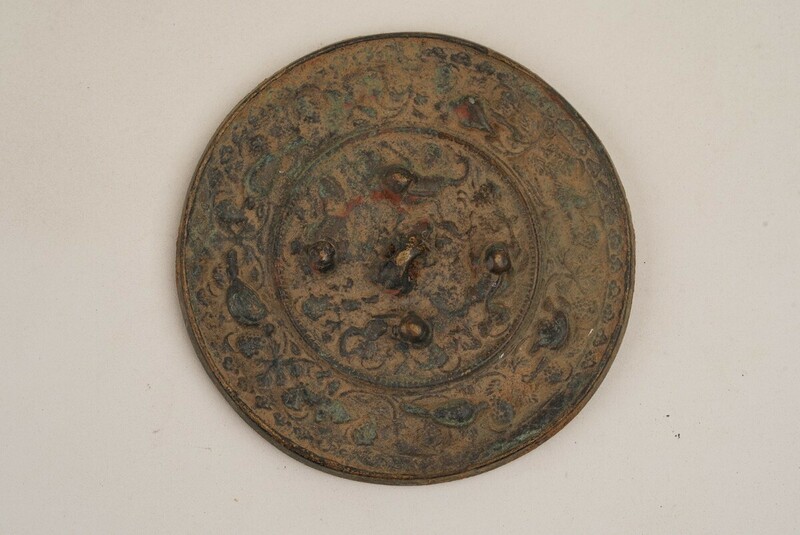 中国 古美術 古銅製 銅鏡 海獣葡萄鏡 唐物