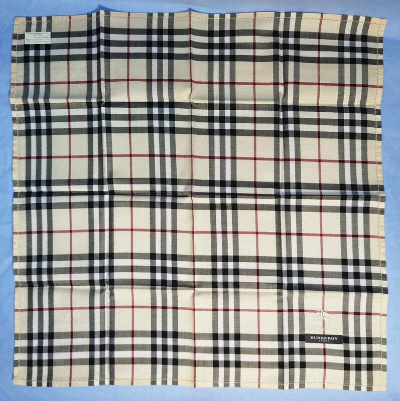 BURBERRY バーバリー ハンカチ 48×48cm チェック柄 ベージュ系 綿100％ 日本製