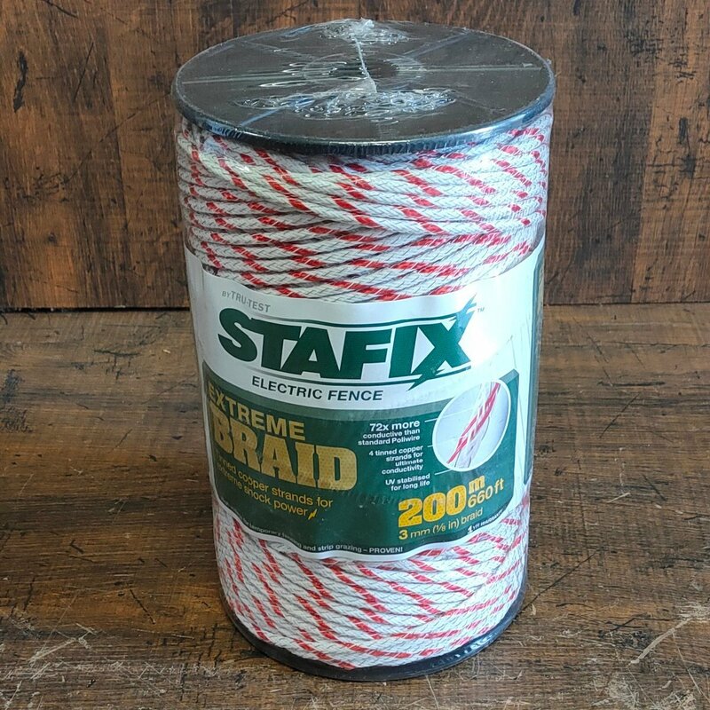 未使用　STAFIX EXTREME BRAID 電柵ロープ 200m 3mm ステンレス線 ヨリ線 電気柵用　032208/SR23S