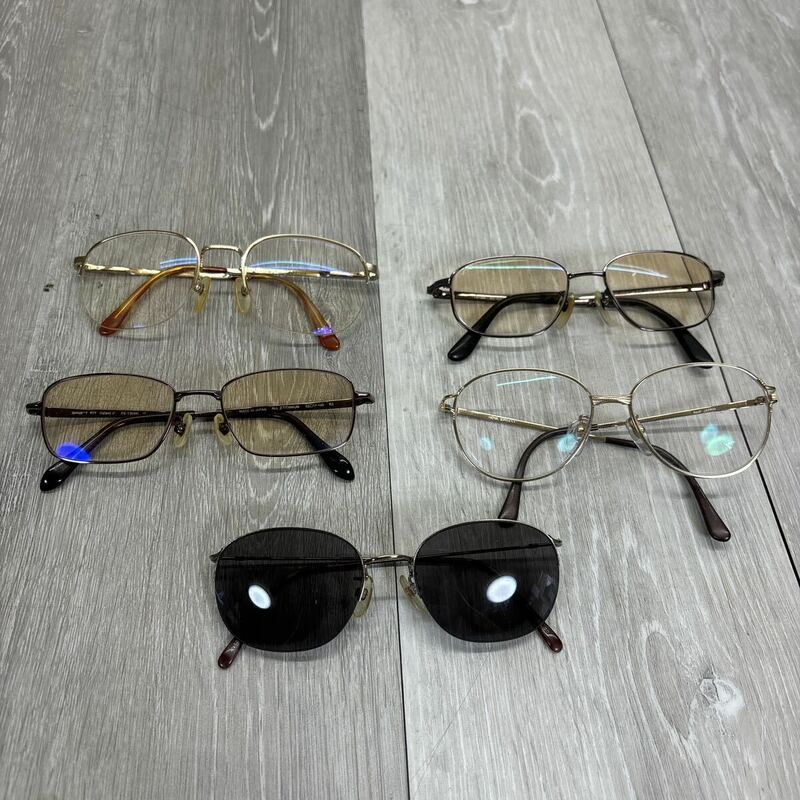 54 メガネ　眼鏡　サングラス　メガネフレーム　ヴィンテージ　チタニウム　ガンメタル　日本製　まとめ売り　ジャンク