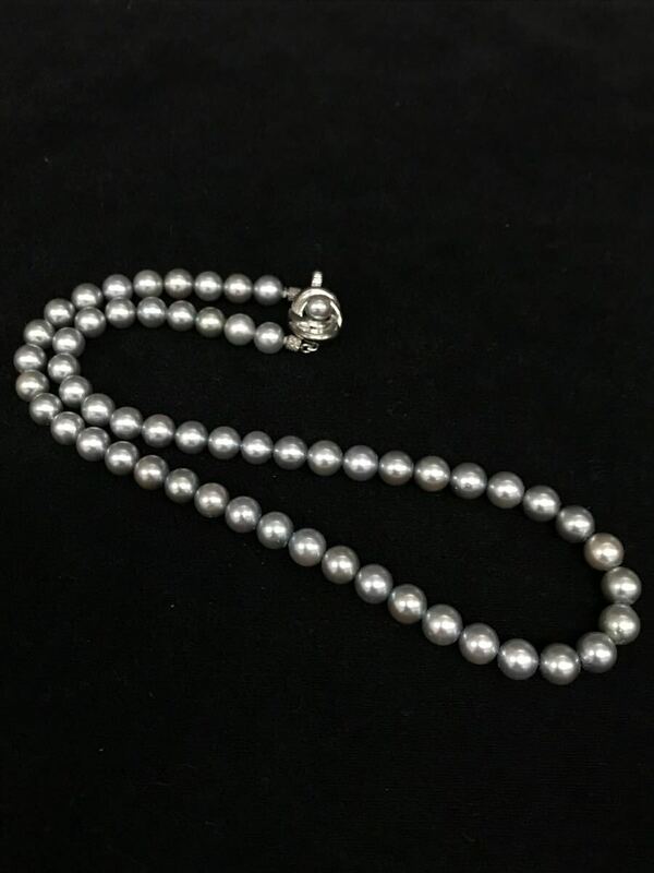 C900★真珠 パール ネックレス グレー系 S刻印 パールサイズ約6㎜ レディース アクセサリー※GW休暇の為4/30以降の発送は5/7～になります