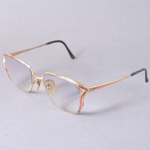 良品 Christian Dior ディオール 眼鏡 ブランド 2173 度入り メガネ ゴールド レディース メンズ サイドロゴ サングラス #60※0328-59