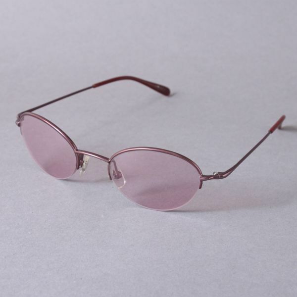 美品 UV Protection 眼鏡 44-0007 ブランド ピンクゴールド 9K パープル系レンズ メガネ レディース #60※840
