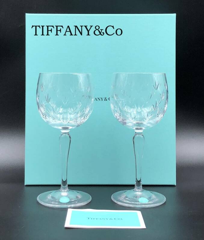 7700907-2【未使用】TIFFANY&Co ティファニー/フローレット/ワイングラス 2客セット/ペアグラス/クリスタル