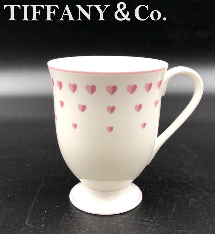 7703606-4【TIFFANY&Co.】ティファニー/マグカップ/ホワイト/ピンクハート/ピンク/ハート