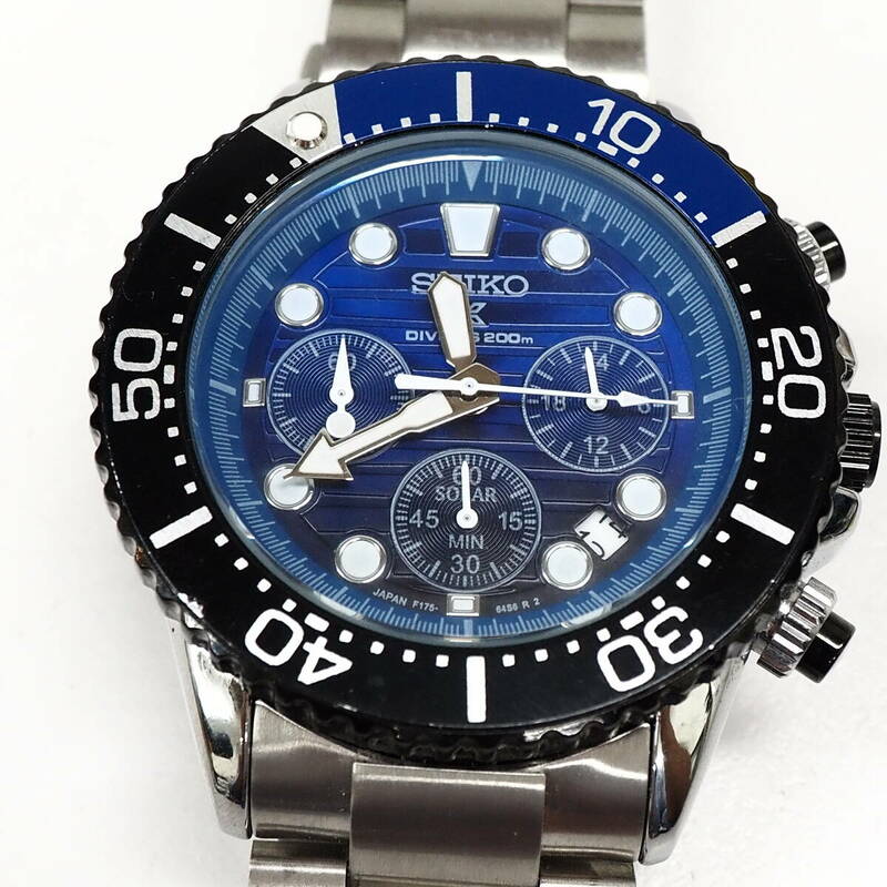 45418-370　セイコー プロスペックス クロノグラフ V175-0AD0 ソーラー 時計 腕時計 SEIKO かなり綺麗　稼働　送料370円～