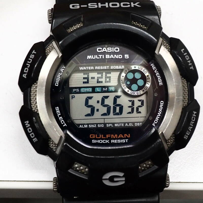 45756-520　CASIO G-SHOCK 腕時計 GW-9100 GULFMAN ガルフマン カシオ 稼働品ですがボタン不備有デス　送料520円～