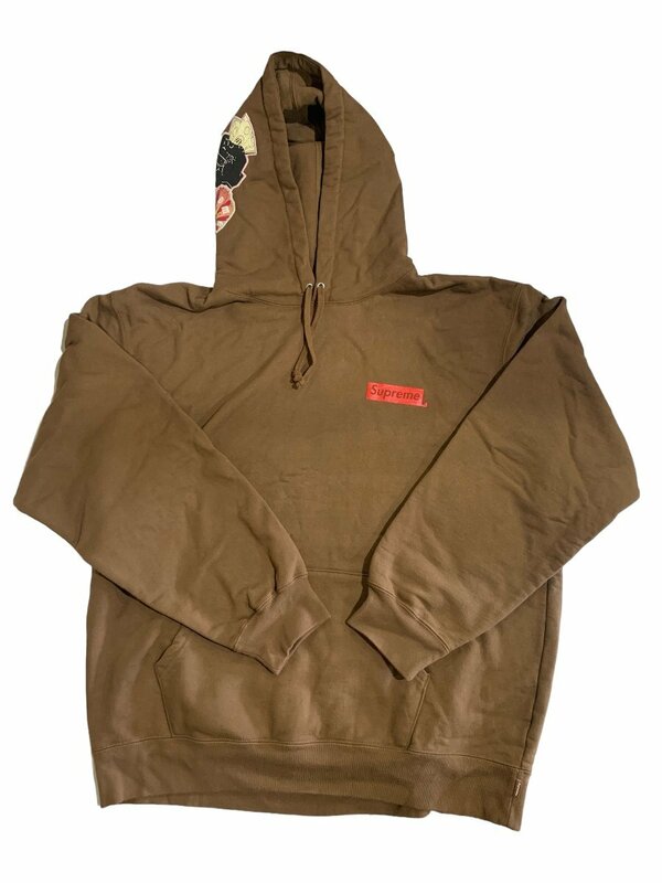 Supreme シュプリーム Patches Hooded Sweat ロゴプルオーバーパーカー フーディ ブラウン XL