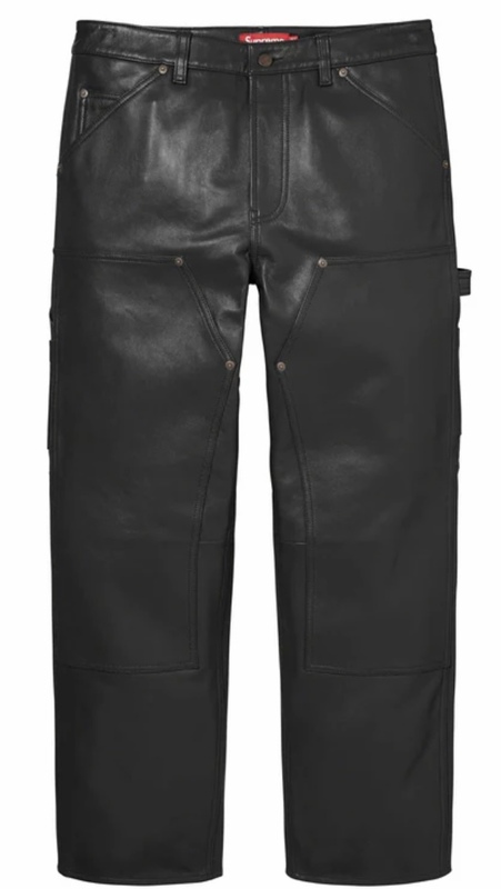 【新品】Supreme Leather Double Knee Pant COLOR/STYLE：Black SIZE：32 
