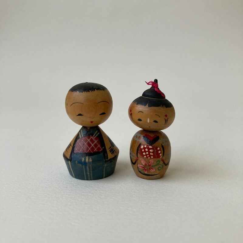 こけし 郷土玩具 伝統こけし レトロ 昭和レトロ ペア 豆人形　豆こけし　コケシ