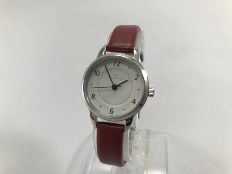 【稼働美品!!】ザ クロックハウス・レザーベルト(ワインレッド)[THE Clock House 1964 QUARTZ]クォーツ式レディース腕時計【中古品】