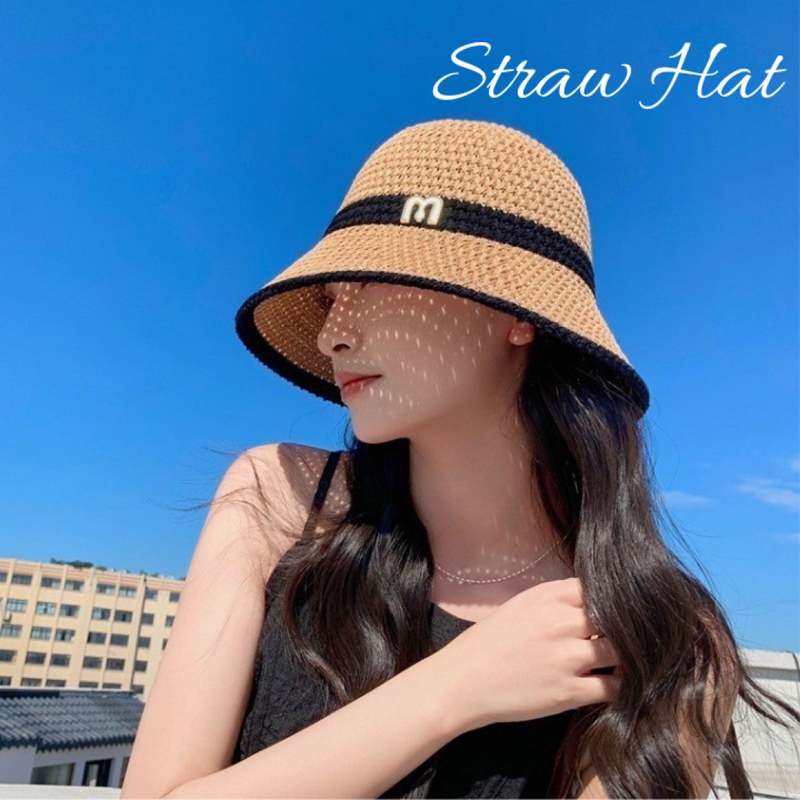 M 麦わら　帽子　レディース　シンプル　上品　つば広　小顔効果　UV対策　日除け　人気　夏　海　旅行