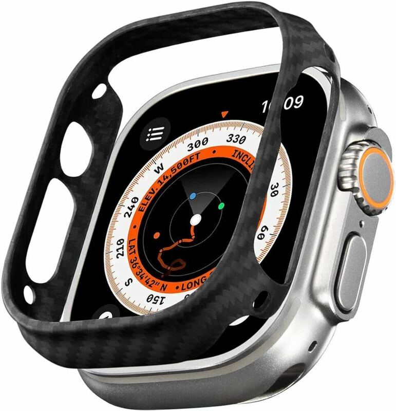 c-961 PITAKA Apple Watch Ultra/Ultra2 対応 ケース 49mm 適用 カバー 軽量 極薄 全面保護 傷つきにくい 600Dアラミド繊維 カーボン風