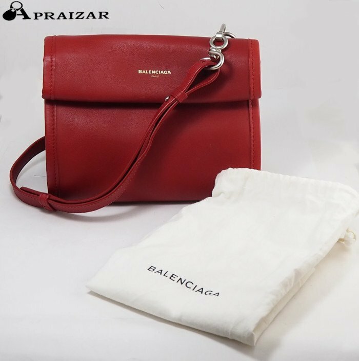 BALENCIAGA バレンシアガ ツールサッチェルXS レザー ショルダー バッグ レッド 収納袋付 [53718]