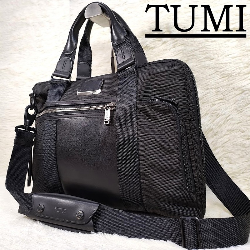 極美品 トゥミ TUMI ビジネスバッグ ブリーフケース 鞄 232610D ブラック 黒 2WAY ナイロン レザー メンズ ハンド ショルダー ストラップ 