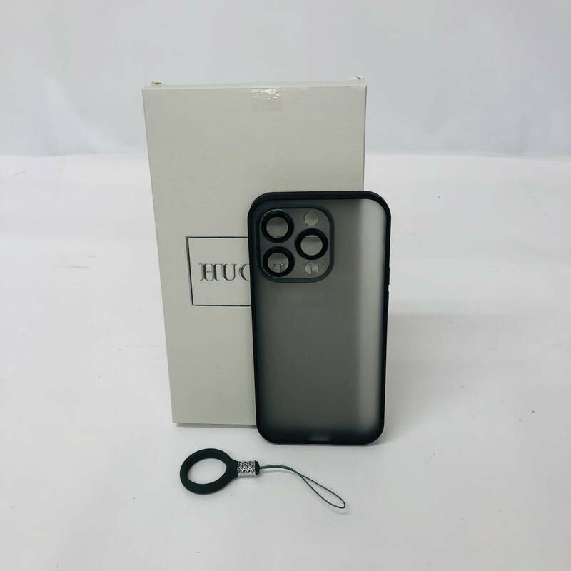☆【在庫処分価格】HUOYUO iPhone14 Pro ケース スマホケース 半透明 ブラック☆C04-524a