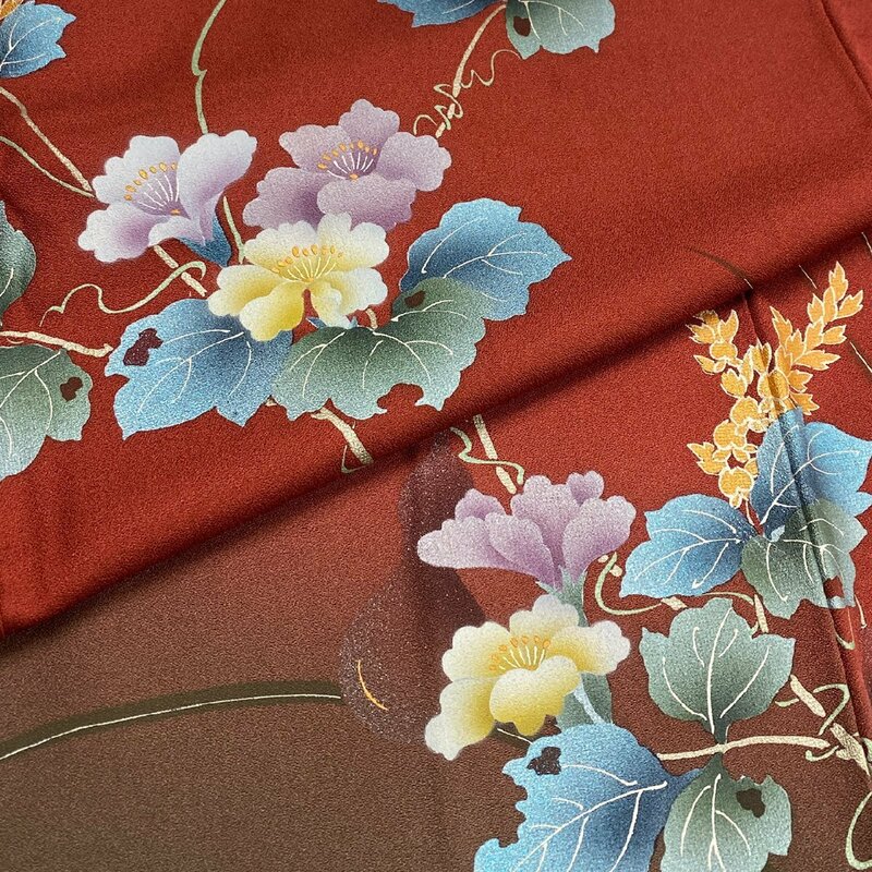着物月花　ぼかし染　品のある花　訪問着　正絹　一つ紋　ki1422