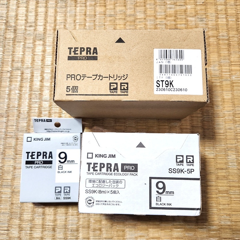 未使用 11点 テプラ テープ カートリッジ 9mm SS9K 白6点　ST9K 透明5点 60s24-1016