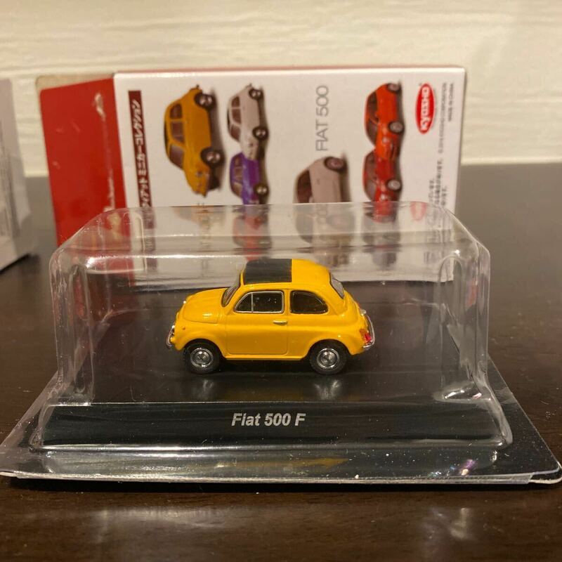 京商　1/64 FIAT 500F (イエロー) 「フィアット500 ミニカーコレクション」 500オレンジ、siku ミニクーパー付き