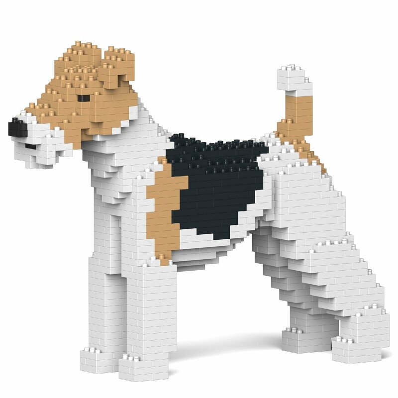 リアルな動物オブジェを作れる ブロックおもちゃ お口まわりが特徴的な ワイヤー フォックス テリア 25.6×7.5×高さ20.4cm
